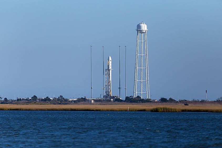 A rocket at NASA's Wallops Flight Facility.