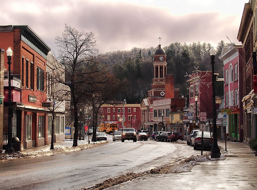 The beautiful small village of Saranac Lake, New York. Editorial credit: debra millet / Shutterstock.com