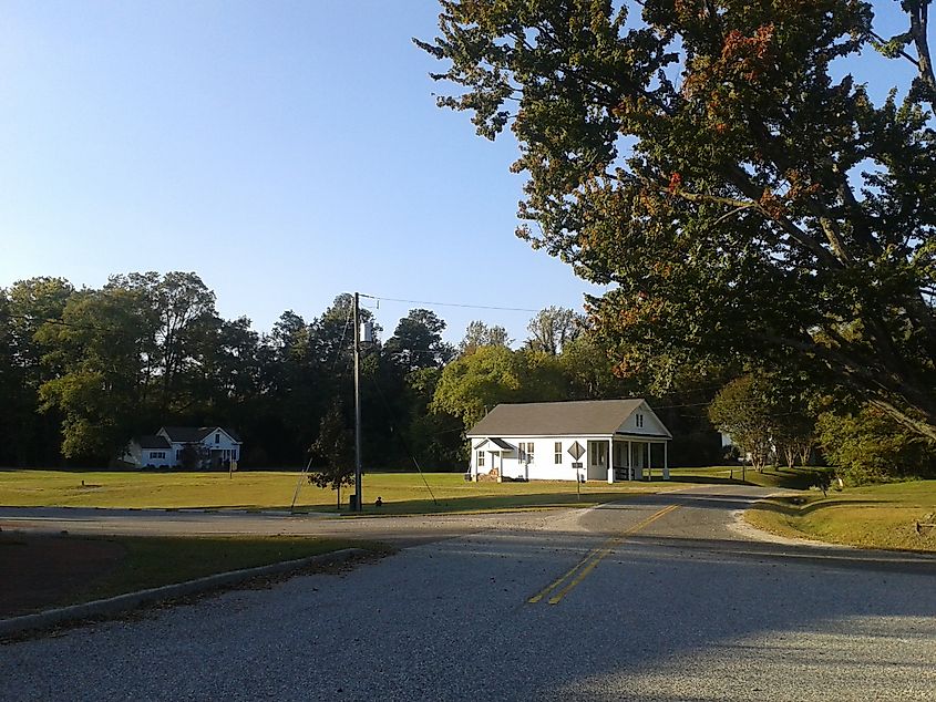 A quiet street in King and Queen Courthouse, Virginia.