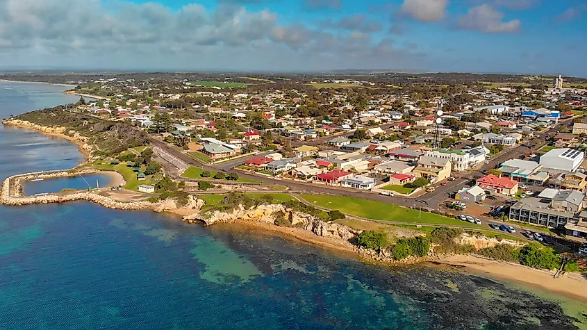 Aerial view of Kingscote, South Australia, Australia.