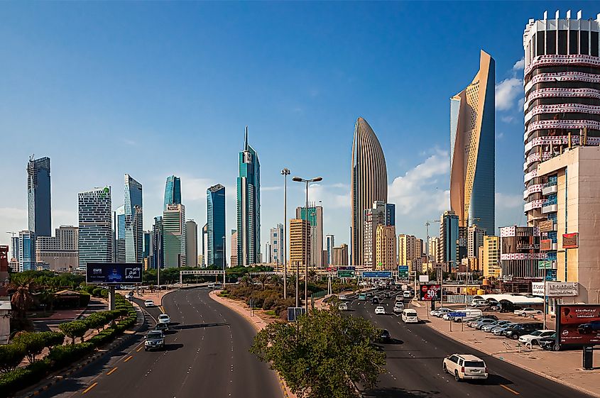 A panoramic view of Kuwait City's business district