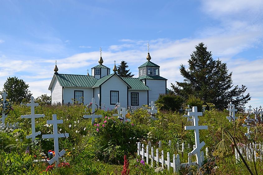 The Russian Orthodox Church of the Transfiguration in Ninilchik, Alaska.