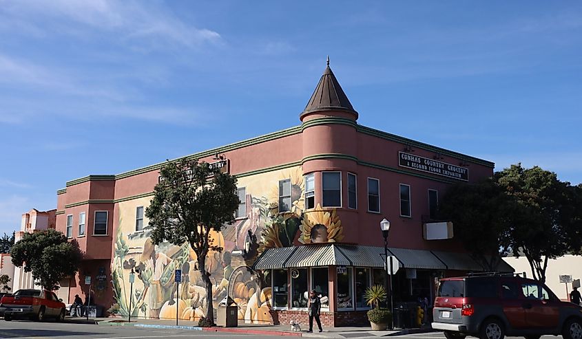 Grocery store in downtown Half Moon bay California