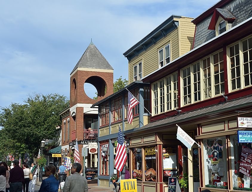 People walking on street in downtown Doylestown.