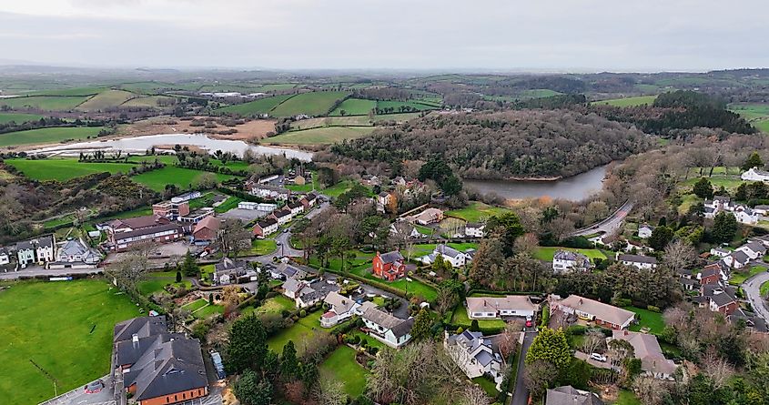 Aerial view of residential housing in Downpatrick, County Down, Northern Ireland.