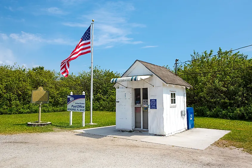 Although small, the Ochopee Post Office is fully functional.
