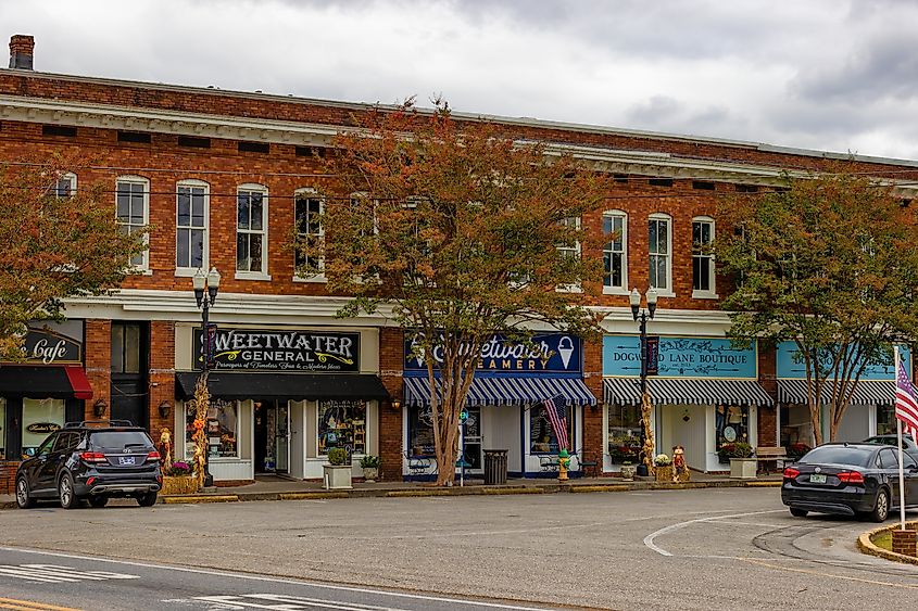 The historical section of Sweetwater, Tennessee.