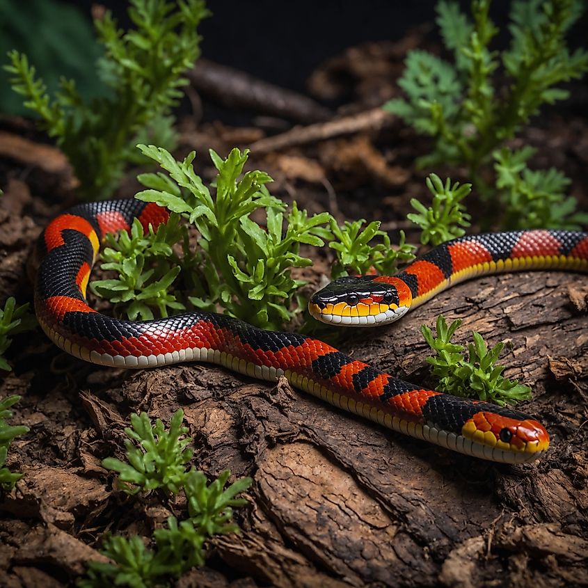 Coral Snake (Micrurus fulvius) is a venomous snake found in the southeastern United States.