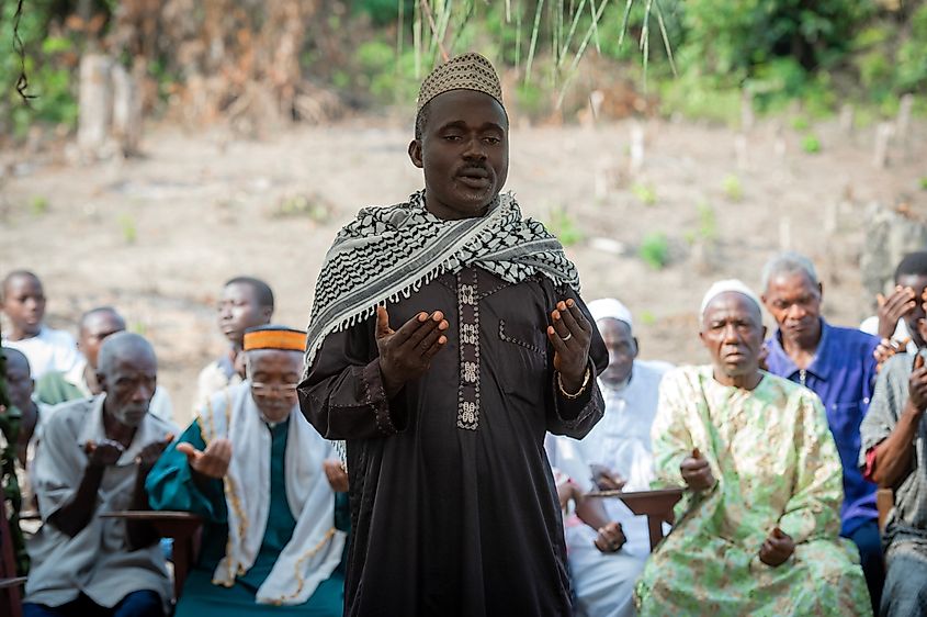 An imam is seen in Ganta, Liberia.