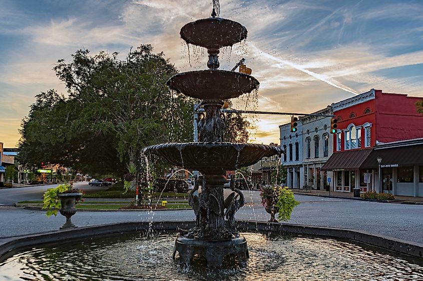 MacMonnie's Fountain in the historic downtown Eufaula, Alabama.