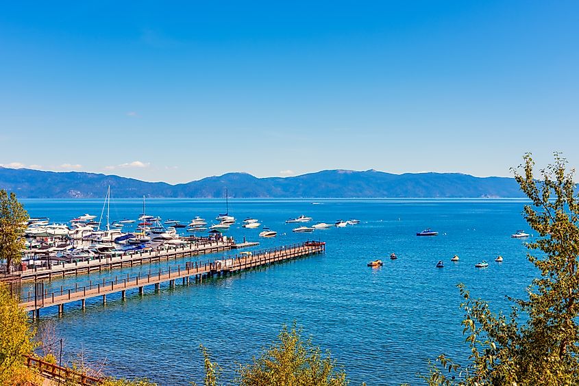 Marina in Tahoe City, California, USA on summer day in September.