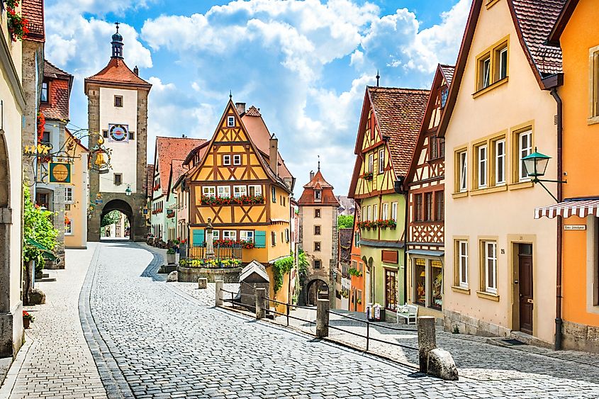 Beautiful postcard view of the famous historic town of Rothenburg ob der Tauber