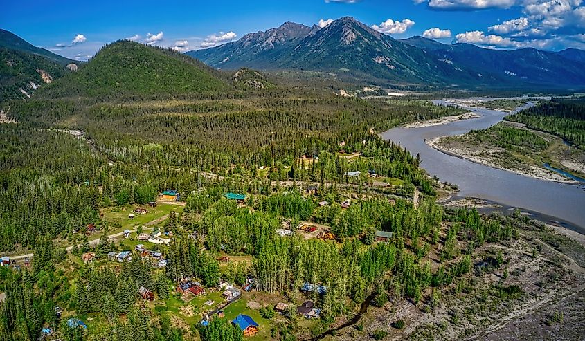 Aerial View of Wiseman, Alaska above the Arctic Circle during Summer