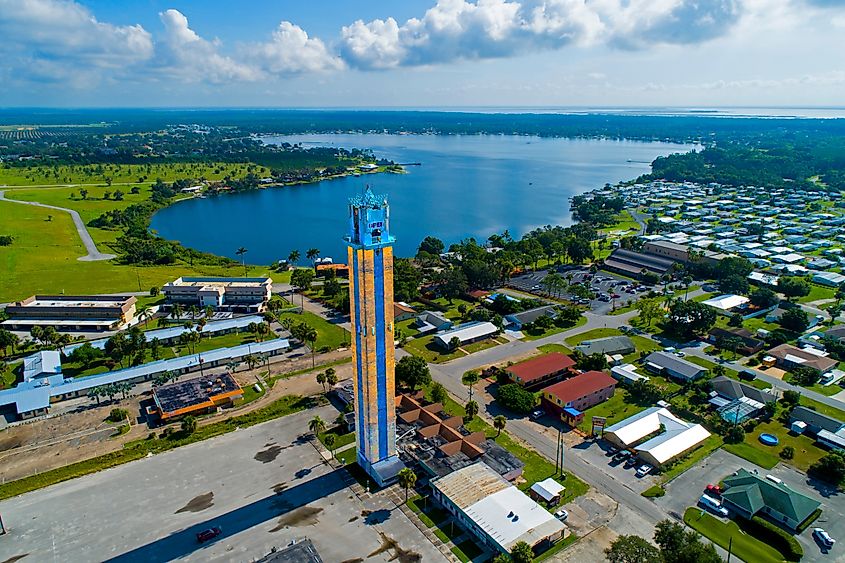 Aerial view of Lake Placid, Florida.
