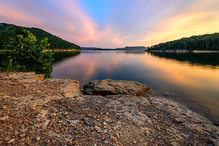 An amazingly colorful summer sky at Cave Run Lake in the Daniel Boone National Forest.