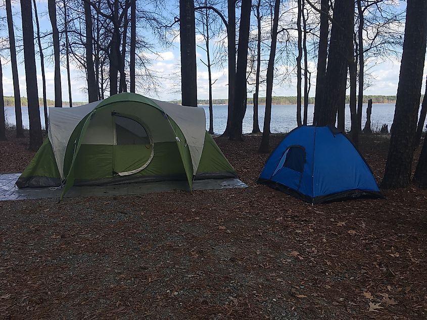 Leisure and relaxation while camping at Jordan Lake State Recreation Area near Apex, North Carolina