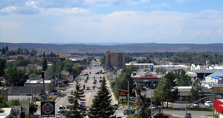 Downtown Evanston, Wyoming, along Front Street, looking north from I-80