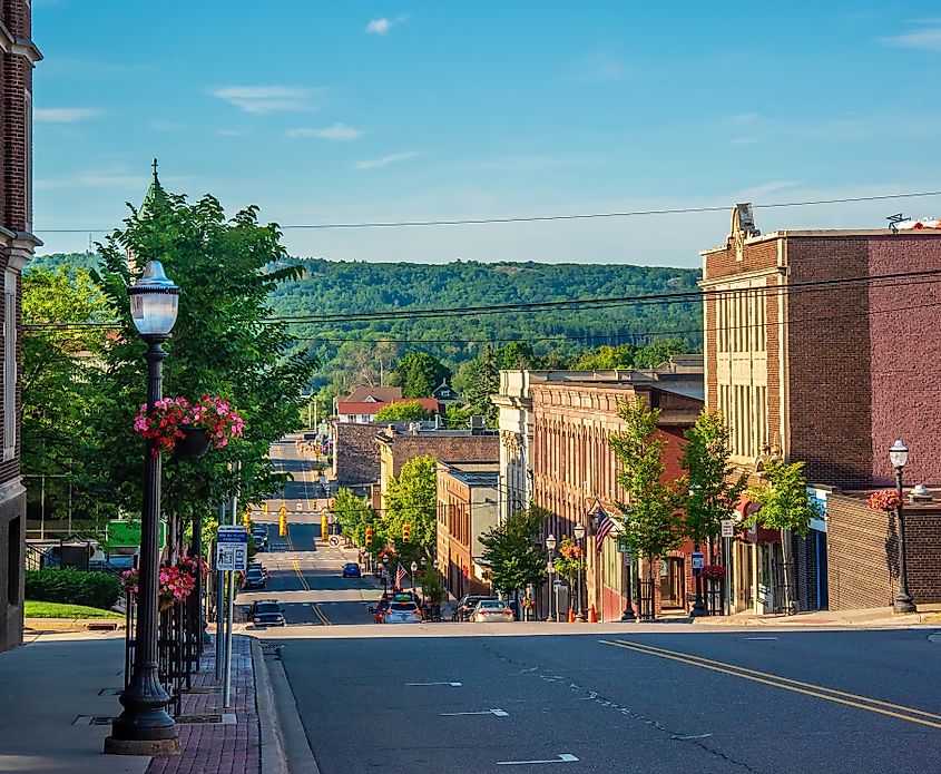 Business district in Marquette, Michigan