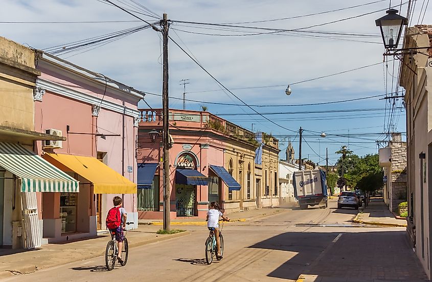 A central street in San Antonio de Areco, Argentina.