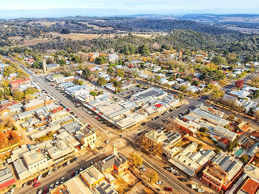 Aerial view of Beechworth, Victoria.