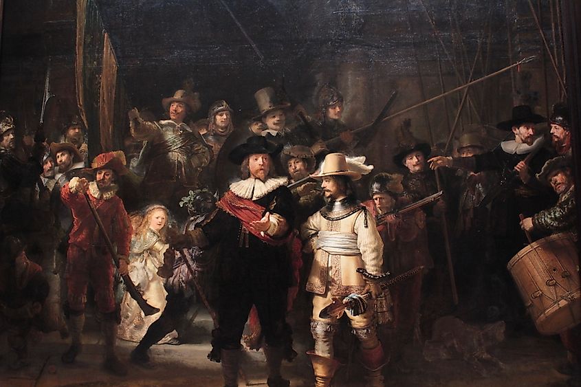 Rembrandt's The Night Watch on display at the Rijksmuseum, Amsterdam