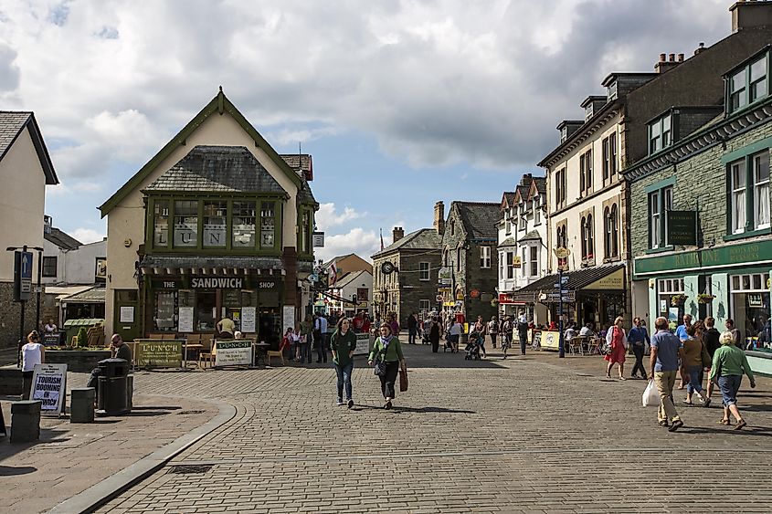 Group of tourists on the streets of Keswick, England