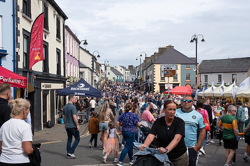 Streets packed with stalls and visitors to the Ould Lammas Fair in Ballycastle. Editorial credit: Steve Nimmons / Shutterstock.com