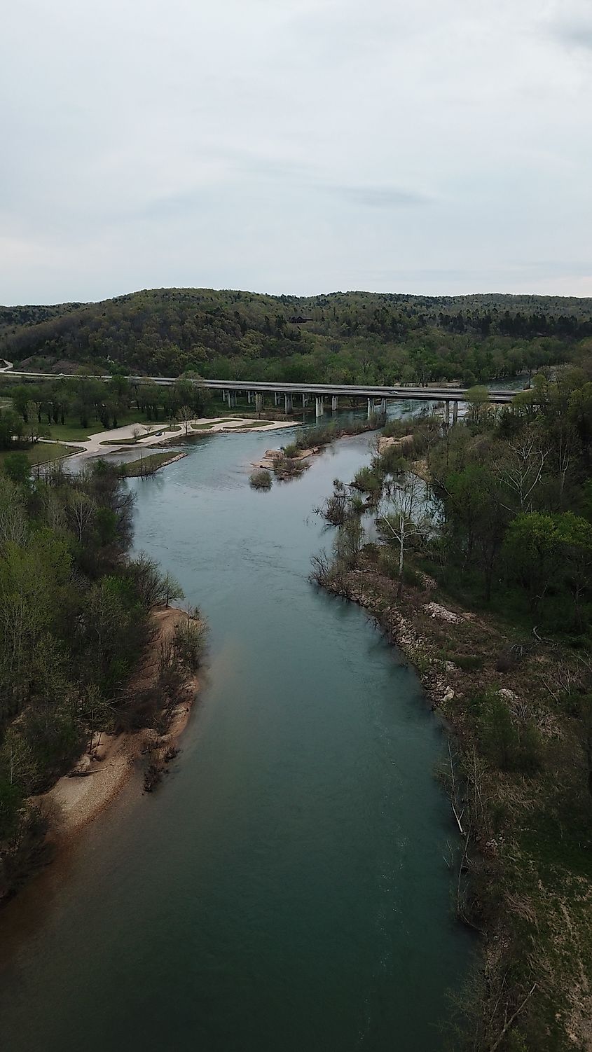 Current River, Van Buren, Missouri, just before cloudy sunrise.