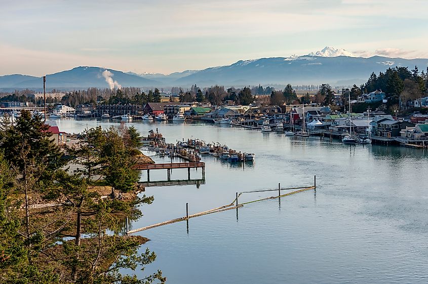 Historic town of La Conner in Skagit Valley, Washington