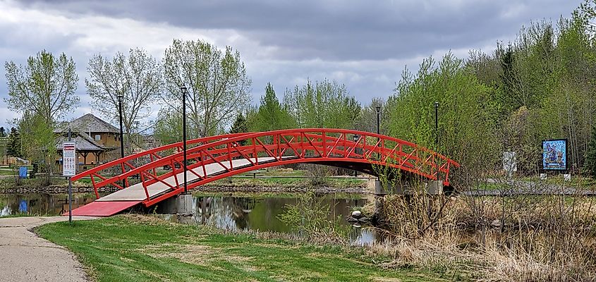 Beautiful bridge in Rotary Park in Stony Plain, Alberta.