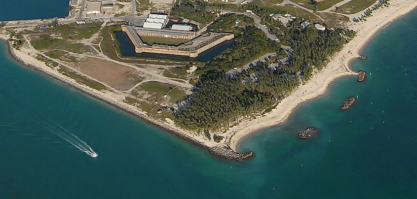 Aerial view of Fort Zachary Taylor State Park, Florida.