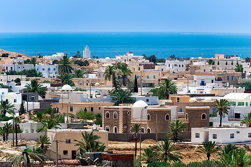 View of buildings on Djerba island, Tunisia.