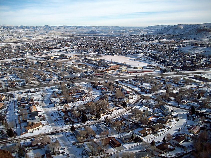 Aerial view of Green River in Wyoming.