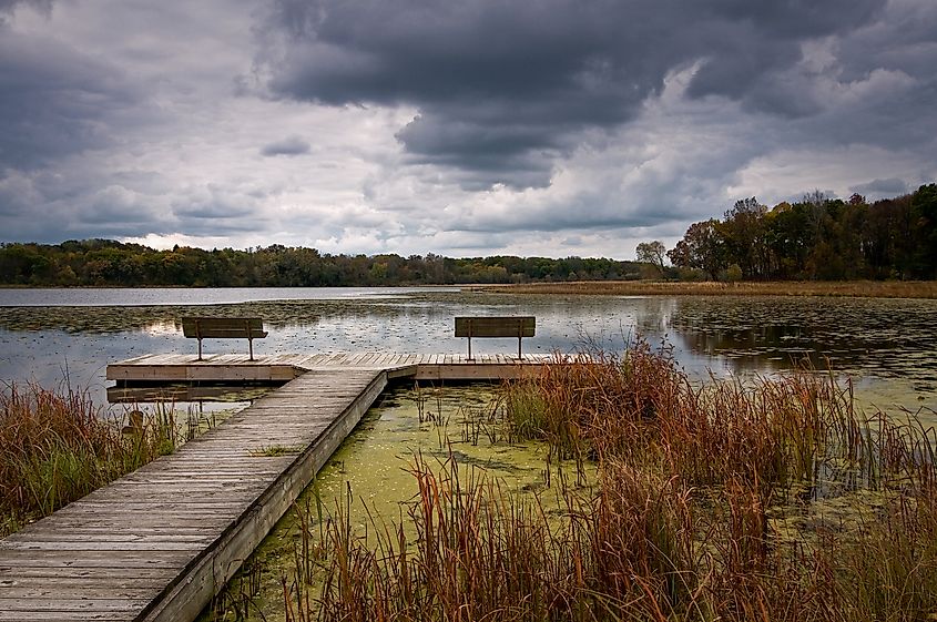 Autumn on Lake Defiance, Moraine Hills State Park, McHenry County, Illinois.