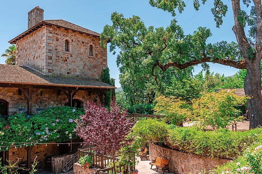 The Sattui Winery in White Lane, one of the many wineries in Napa Valley.