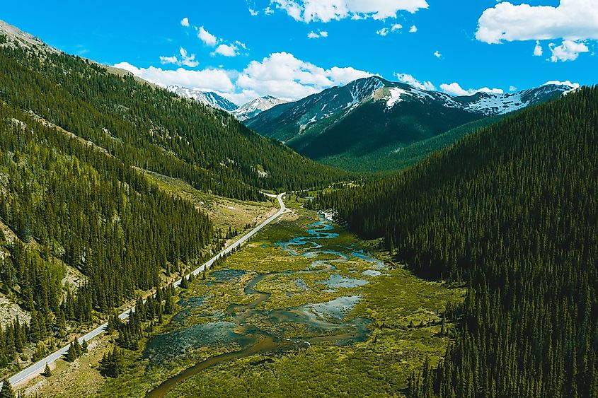 A beautiful high angle view of Independence Pass in Colorado