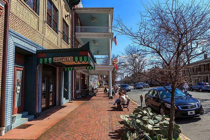 Business district in Chestertown, Maryland.