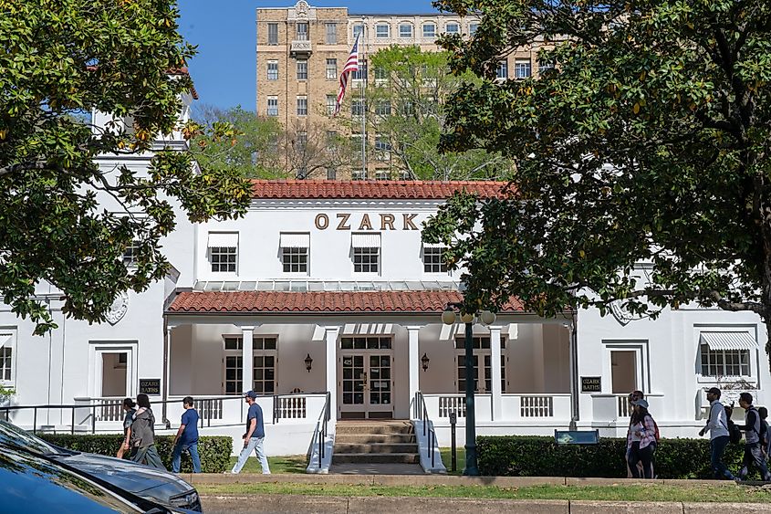 The Ozark Bath House on Bath House Row in Historic Hot Springs, Arkansas.