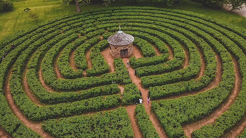 Aerial view of the New Harmony Labyrinth, Indiana.