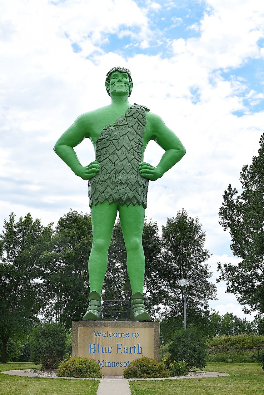 Jolly Green Giant Statue in Blue Earth, Minnesota. Editorial credit: Steve Cukrov / Shutterstock.com