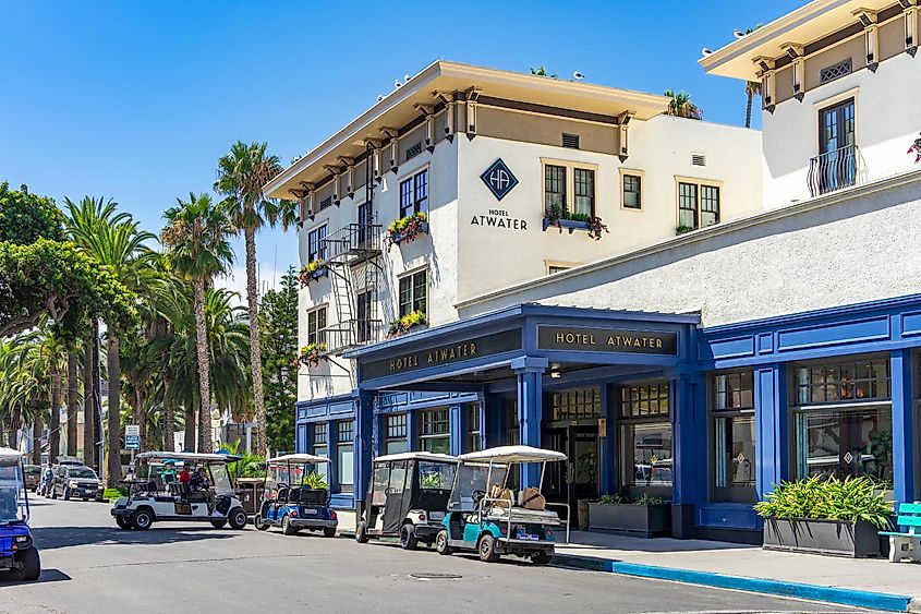 Street view of the Hotel Atwater building in Avalon, California