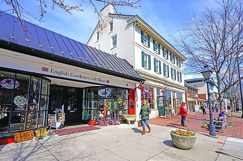 Shops on Kings Highway in Haddonfield, New Jersey.