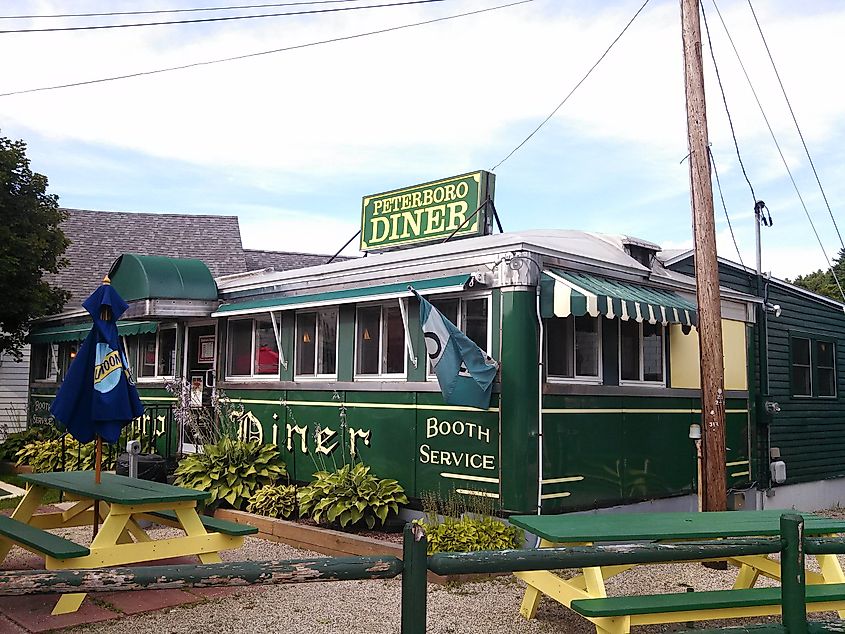 A historical diner in a 1950 dining car in Peterborough, New Hampshire.