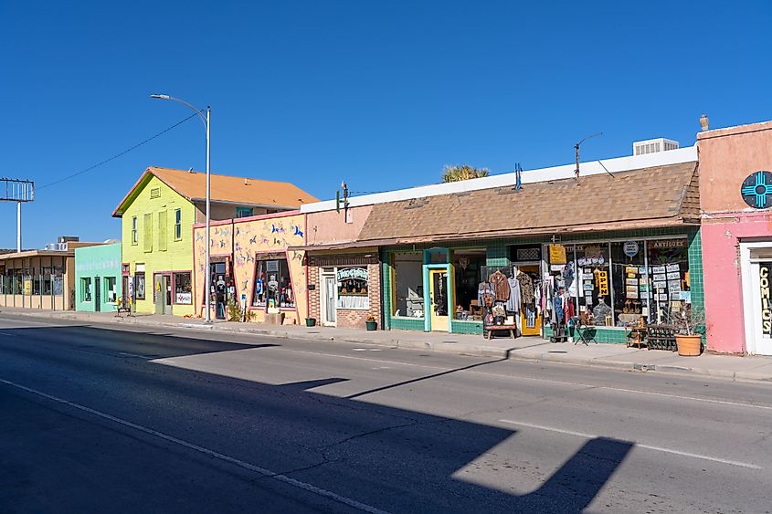 Vibrant storefronts in Truth or Consequences, New Mexico