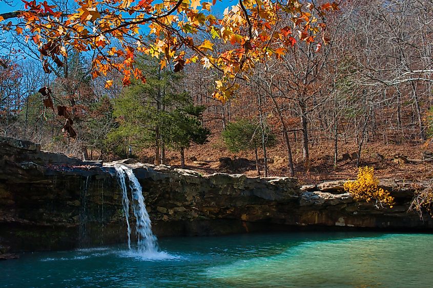 Fall foliage at Falling Water Falls in Ozark National Forest, Arkansas