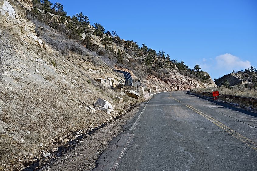 Editorial Photo Credit: Virrage Images via Shutterstock. Dinosaur Ridge Road in Morrison Colorado. Morrison Fossil Area National Natural Landmark