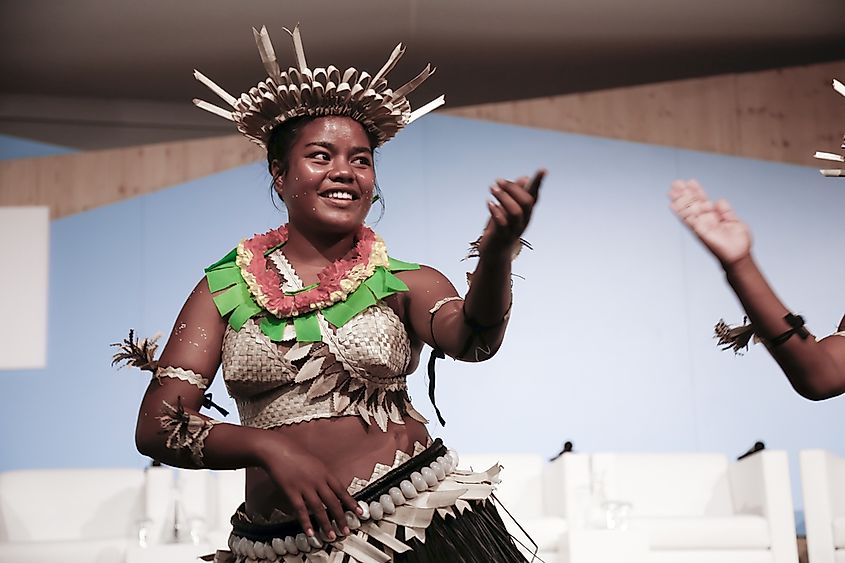 A traditional dancer in Kiribati. Editorial credit: dominika zarzycka / Shutterstock.com.