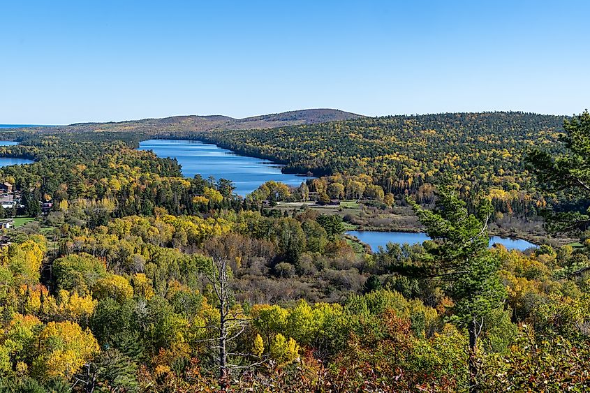 Brockway Mountain Lookout viewpoint near Copper Harbor Michigan, during the fall