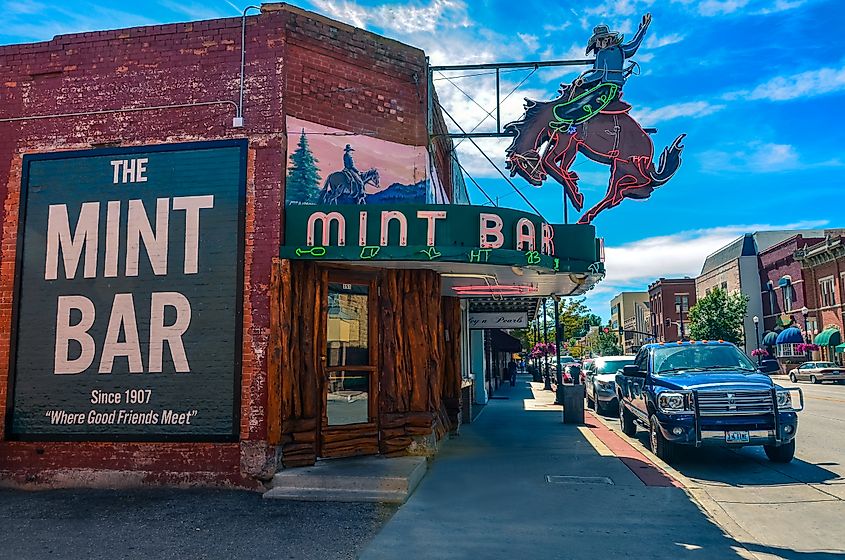 The Mint Bar, Wyoming's legendary meeting place and Sheridan's oldest bar, known for serving a "ditch," straight up whiskey and water.