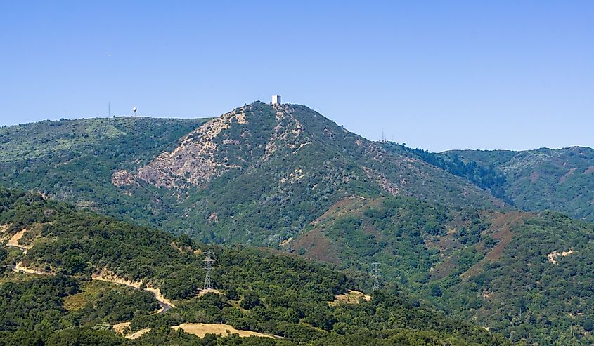 View towards Mount Umunhum from Almaden Quicksilver county park, south San Francisco bay area, Santa Clara county, California